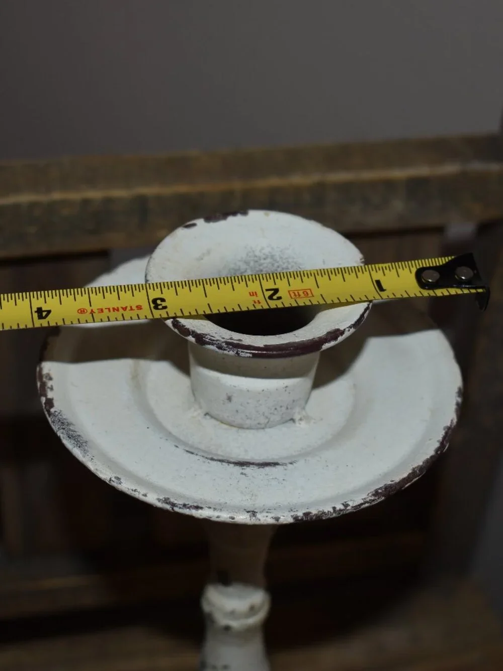 Vintage Shabby Chic Distressed White Iron Metal Candle Holder Farmhouse Decor